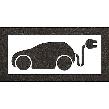 Rae Pavement Stencil, Symbol, Electric Car Logo, 36 in Character Height, Not Applicable Font, White STL-116-53620