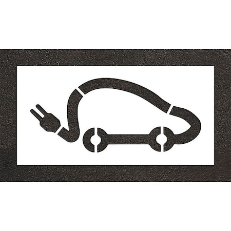 Rae Pavement Stencil, Symbol, Electric Car Logo, 24 in Character Height, Not Applicable Font, White STL-108-52421