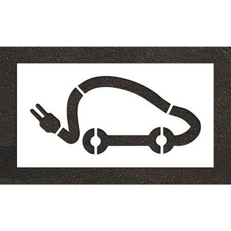 Rae Pavement Stencil, Symbol, Electric Car Logo, 36 in Character Height, Not Applicable Font, White STL-116-53621