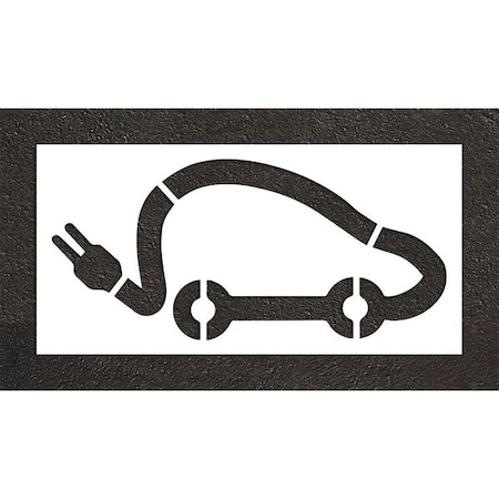 Rae Pavement Stencil, Symbol, Electric Car Logo, 48 in Character Height, Not Applicable Font, White STL-116-54821
