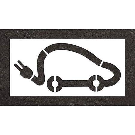 Rae Pavement Stencil, Symbol, Electric Car Logo, 48 in Character Height, Not Applicable Font, White STL-108-54821