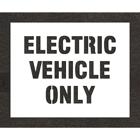 Rae Pavement Stencil, Message, Electric Car Logo, 15 in Character Height, Highway Gothic Font, White STL-116-90431