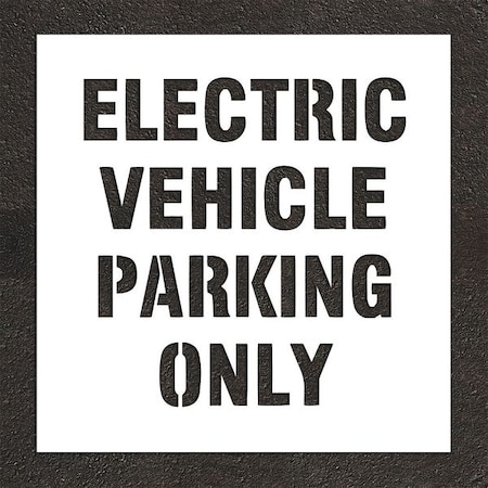 Rae Pavement Stencil, Message, Electric Car Logo, 18 in Character Height, Highway Gothic Font, White STL-116-90432