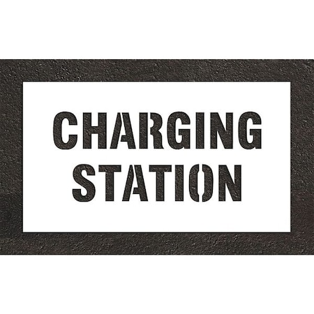 Rae Pavement Stencil, Message, Electric Car Logo, 9 in Character Height, Highway Gothic Font, White STL-108-90433