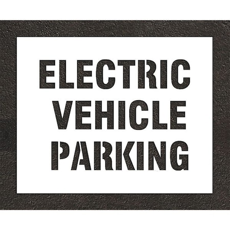 Rae Pavement Stencil, Message, Electric Car Logo, 14 in Character Height, Highway Gothic Font, White STL-116-90434
