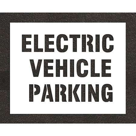 Rae Pavement Stencil, Message, Electric Car Logo, 22 in Character Height, Highway Gothic Font, White STL-116-90634