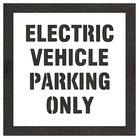 Rae Pavement Stencil, Message, Electric Car Logo, 55 in Character Height, Highway Gothic Font, White STL-116-91032