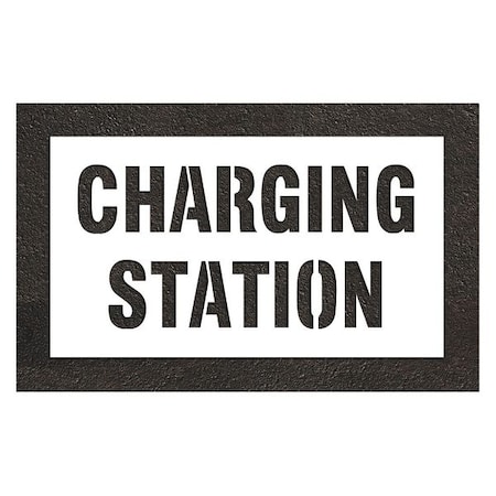 Rae Pavement Stencil, Message, Electric Car Logo, 22 in Character Height, Highway Gothic Font, White STL-116-91033