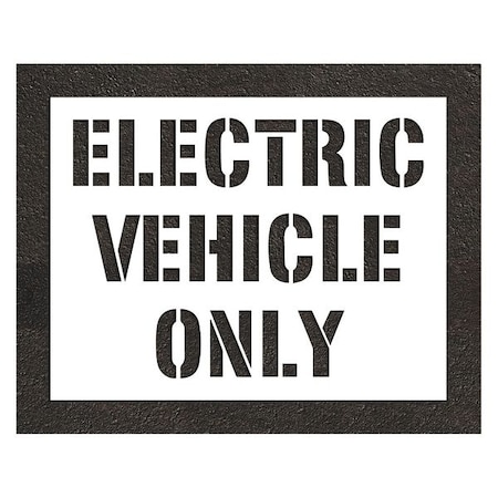 Rae Pavement Stencil, Message, Electric Car Logo, 47 in Character Height, Highway Gothic Font, White STL-116-91231