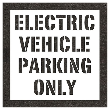 Rae Pavement Stencil, Message, Electric Car Logo, 62 in Character Height, Highway Gothic Font, White STL-116-91232