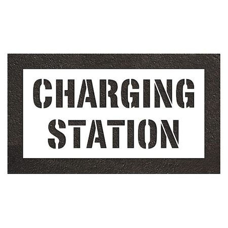 Rae Pavement Stencil, Message, Electric Car Logo, 27 in Character Height, Highway Gothic Font, White STL-116-91233