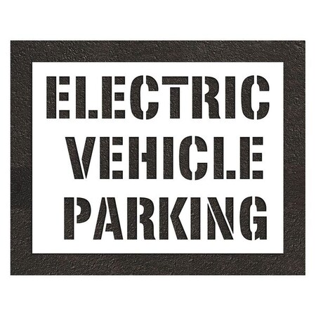 Rae Pavement Stencil, Message, Electric Car Logo, 46 in Character Height, Highway Gothic Font, White STL-116-91234