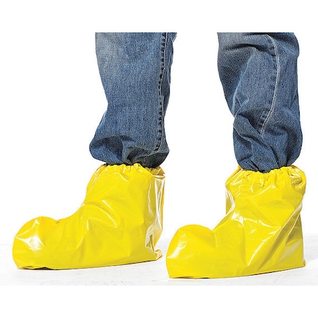Polyco Disposable Shoe Covers, Polyolefin, Yellow, Slip Resistant Sole: Yes , L 49515