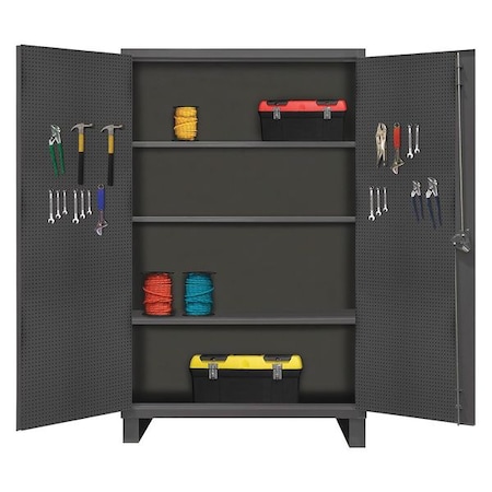 Durham Mfg Shelving & Pegboard Storage Cabinet, 78 in H, 48 in W, 24 in D, Swing, Padlock Hasp, Gray, 0 Drawers HDCP244878-3S95