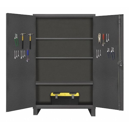 Durham Mfg Shelving & Pegboard Storage Cabinet, 78 in H, 60 in W, 30 in D, Swing, Padlock Hasp, Gray, 0 Drawers HDCP306078-3S95