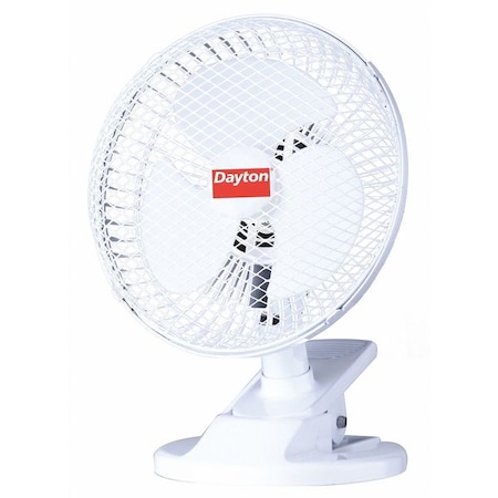 DAYTON 6" Table & Floor Fan, Non-Oscillating, 2 Speeds, 120VAC, White 410C95