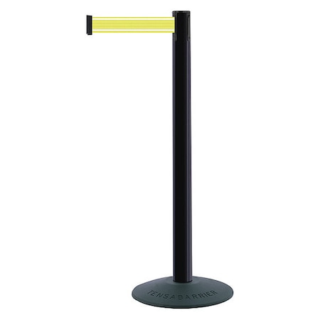 Tensabarrier Barrier Post with Belt, Yellow, 7 1/2 ft Length, 38 in Post Height, No Legend, Unfinished 875-33-STD-Y5-NV-C