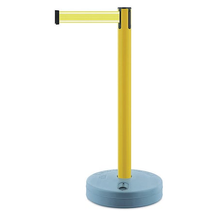 Tensabarrier Barrier Post with Belt, Yellow, 7 1/2 ft Length, 38 in Post Height, No Legend, Unfinished 885-35-STD-Y5-NV-C