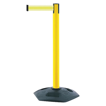 Tensabarrier Barrier Post with Belt, Yellow, 7 1/2 ft Length, 38 in Post Height, No Legend, Unfinished 886-35-STD-Y5-NV-C