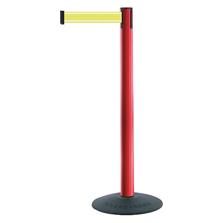 Tensabarrier Barrier Post with Belt, Yellow, 7 1/2 ft Length, 38 in Post Height, No Legend, Unfinished 875-21-STD-Y5-NV-C