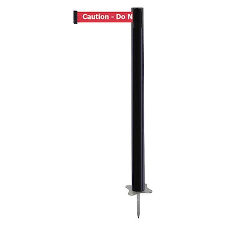 Tensabarrier Barrier Post with Belt, Black, 13 ft Length, 43 in Post Height, Caution Do Not Enter, Unfinished 884-33-MAX-RGX-C