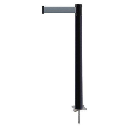Tensabarrier Barrier Post with Belt, Black, 13 ft Length, 43 in Post Height, No Legend, Unfinished 884-33-MAX-B5X-C