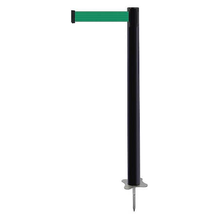 Tensabarrier Barrier Post with Belt, Black, 13 ft Length, 43 in Post Height, No Legend, Unfinished 884-33-MAX-G6X-C