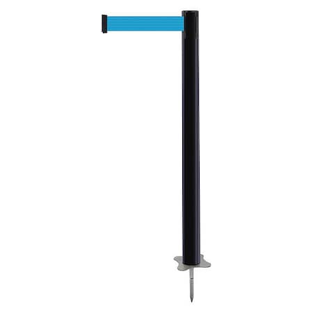 Tensabarrier Barrier Post with Belt, Black, 13 ft Length, 43 in Post Height, No Legend, Unfinished 884-33-MAX-L3X-C