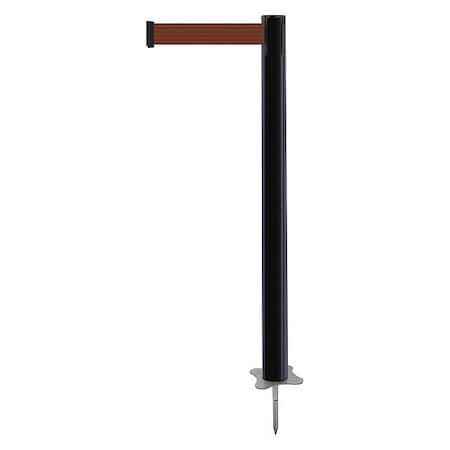 Tensabarrier Barrier Post with Belt, Black, 13 ft Length, 43 in Post Height, No Legend, Unfinished 884-33-MAX-N7X-C