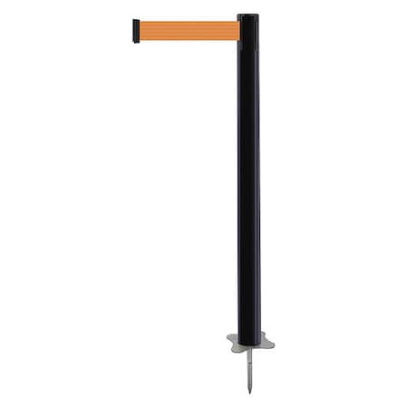Tensabarrier Barrier Post with Belt, Black, 13 ft Length, 43 in Post Height, No Legend, Unfinished 884-33-MAX-O5X-C