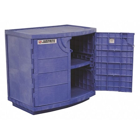Justrite Hazardous Material Storage Cabinet, 23 gal, 1 Shelves, Polyethylene, 36 in W x 35 in H x Blue 24180