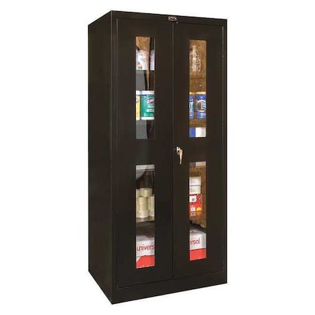 Zoro Select Shelving Storage Cabinet, 72 in H, 36 in W, 24 in D, Swing, Keyed, Black, 4 Shelves, 0 Drawers 210S362472SV-ME
