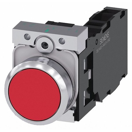 Siemens Push Button, 22mm, Red, Metal Bezel 3SU1150-0AB20-1FA0