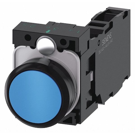 Siemens Push Button, 22mm, Blue, Plastic Bezel 3SU1100-0AB50-1FA0