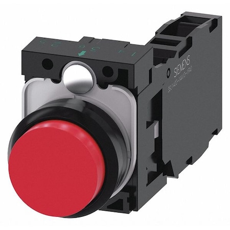 Siemens Push Button, 22mm, Red, Plastic Bezel 3SU1100-0BB20-1FA0