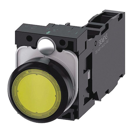 Siemens Illuminated Push Button, Yellow, 22mm, LED 3SU1102-0AB30-1FA0