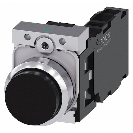 Siemens Push Button, 22mm, Black, Metal Bezel 3SU1150-0BB10-1FA0
