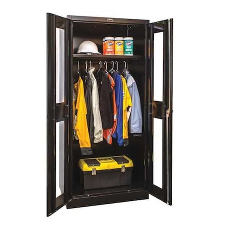 Zoro Select Wardrobe Storage Cabinet, 72 in H, 36 in W, 18 in D, Swing, Keyed, Black, 1 Shelves, 0 Drawers 230W361872SV-ME