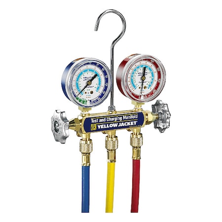 Yellow Jacket Manifold Gauge Set, 5 ft L, 2 1/2 in Gauge 41211