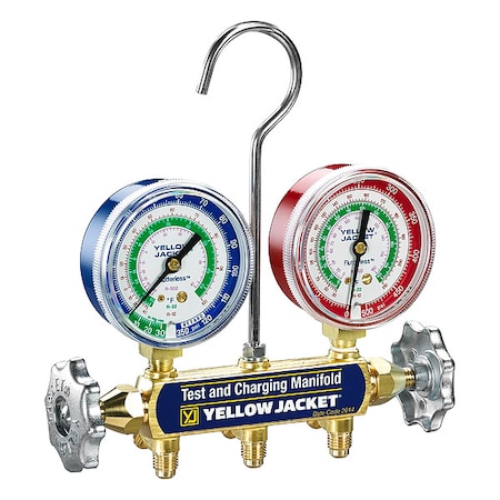 Yellow Jacket Manifold Gauge Set, 2 1/2 in Gauge 41212