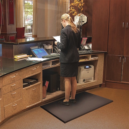 Notrax Antifatigue Mat, 75 ft. L x 4 ft. W, 3/4" Thickness, Nitrile Blend Rubber Foam, Textured, Black 440R4875BL