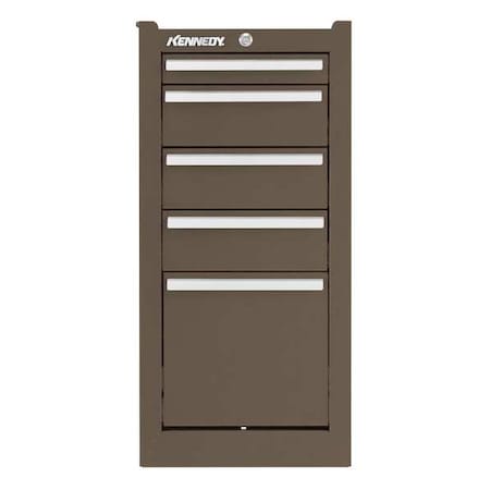 Kennedy K2000 Series Side Cabinet, 5 Drawer, Brown, Steel, 13-1/2 in W x 20 in D x 29 in H 205XB