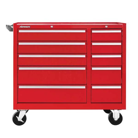 Kennedy K1800 Series Rolling Tool Cabinet, 10 Drawer, Red, Steel, 39-1/2 in W x 18 in D x 35 in H 310XR