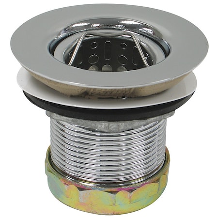 Perfect Putty Sink Strainer, Chrome, 3-1/2"L, Zinc/Rubber 59-3060