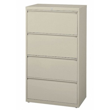 Hirsh 30 in W 4 Drawer Lateral File Cabinet, Putty, A4/Legal/Letter 14976