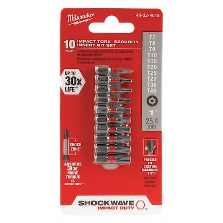 MILWAUKEE SHOCKWAVE Torx Security Insert Bit Set - 10PC (48-32