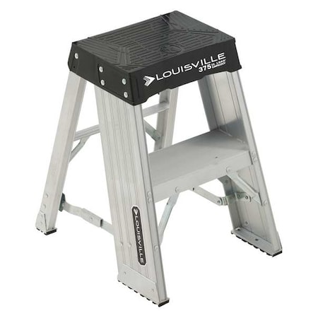 LOUISVILLE 2 Steps, Aluminum Step Stand, 375 lb. Load Capacity, Silver, Standards: ANSI AY8002