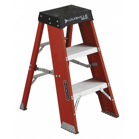 Louisville Step Stand, 3 Steps, 375 lb Load Capacity, 36 in Overall Height, Fiberglass, Orange/Silver FY8003