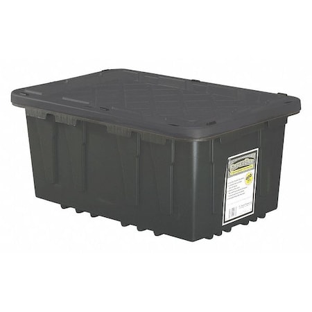 J Terence Thompson Stack & Nest Storage Tote W/ Lid, 27 gal, 28-1/2 in L x 19-3/4 in W x 14-3/4 in H, Black, Yellow 27T-54-BY