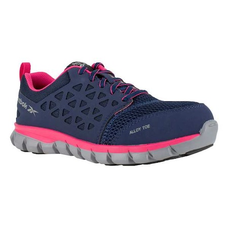 Reebok Women's Athletic Shoe, Alloy Toe, Mesh Upper, Rubber Outsole, Lace Up, Navy, 10 W RB046